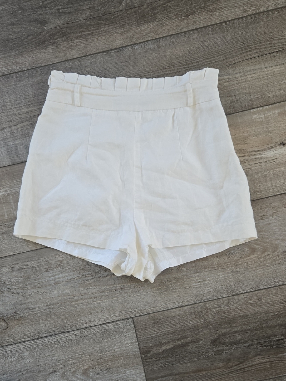 Forever 21 White High-Waist Paperbag Shorts